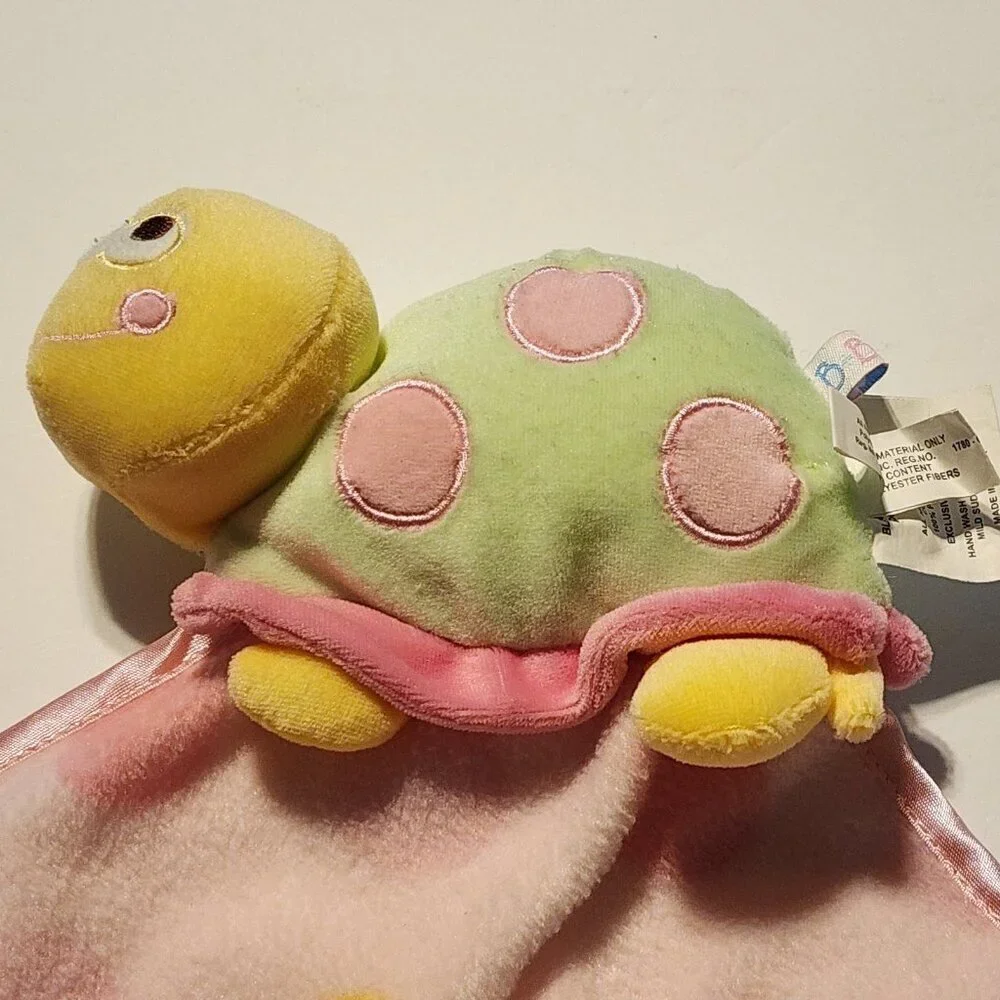 Blankets And Beyond Turtle Pink Yellow Green Polka Dot Security Lovey Nunu